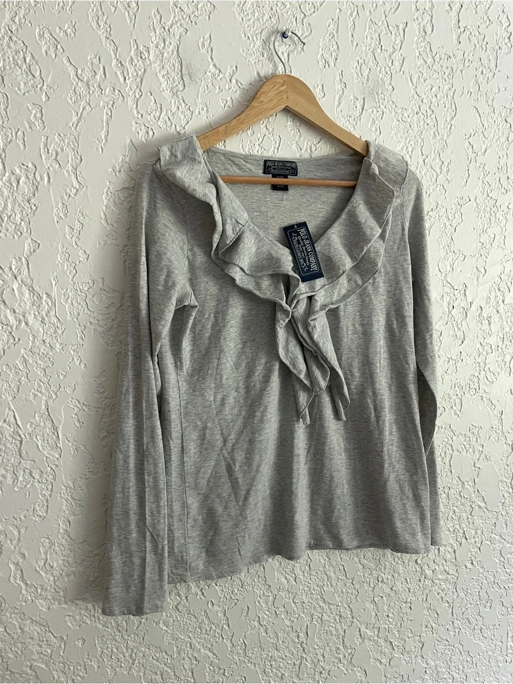 Ralph Lauren Polo Jeans RARE Vintage Y2K Romantic Ruffle Front Top - Picture 2 of 7